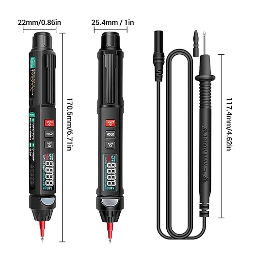 Pen Type Digital Multimeter,A3008 6000 Counts Intelligent Digital Multimeter,Non-Contact Voltmeter Sensor Pen Test for AC/DC Voltage Resistance Continuity Diode Capacitance