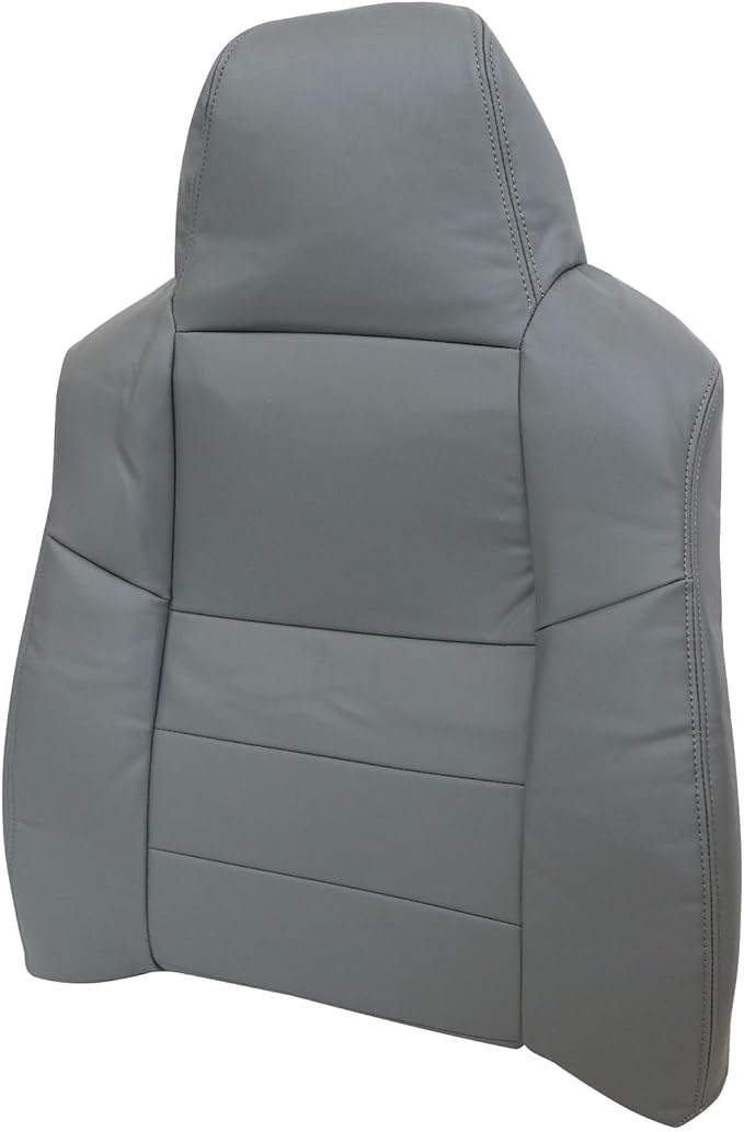 NLQR 4-Piece Front Seat Cover Set fit for Ford F250 F350 F450 F550 Lariat XLT 2002-2007 & Excursion 2002-2005-Driver & Passenger Bottom & Top Lean Back Replacement Microfiber Leather Seat Covers-Gray