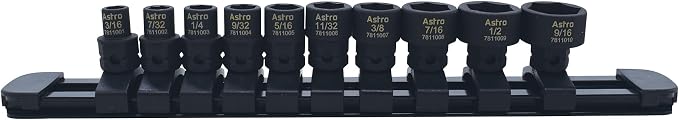 Astro Tools 78113 13-Piece Metric & 78110 10-Piece SAE 1/4" Drive Low Profile Nano Impact Socket Sets