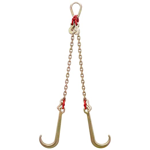 VEVOR V Bridle Chain, 5/16 in x 2 ft Bridle Tow Chain, Grade 80 V-Bridle Transport Chain, 9260 Lbs Break Strength with TJ Hooks and Crab Hooks, Heavy Duty Pear Link Connector and Chain Shorteners