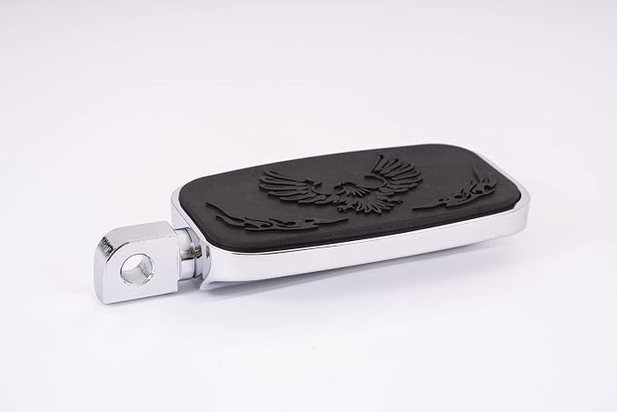 Kinglemc Front Rider Rear Passenger Position Floorboards Footboard Footpeg for Harley Dyna Touring Softail Sportster 883 1200 (Eagle 7.2 * 2.5", Silver)