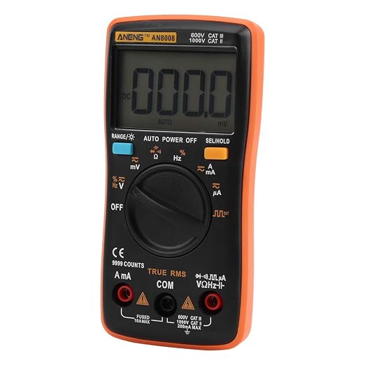 Multimeter, AN8008 True-RMS Digital AC DC Voltage Ammeter Current Ohm Meter for Resistance Testing, Diode Testing