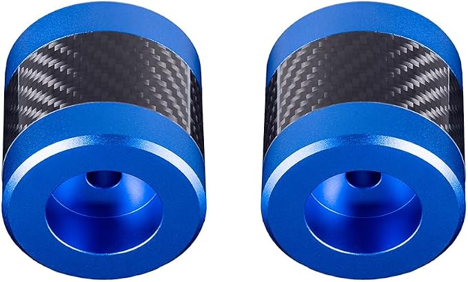 Advanblack ProTek Machined 1.25" Crash Bar Sliders Decorative Wheel Rotatable End For Front Engine Guard Harley Saddlebag Guards (Blue CNC w/Carbon Inlay)
