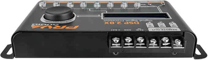PRV AUDIO Car Audio DSP 2.8X Digital Crossover and Equalizer 8 Channel Full Digital Signal Audio Processor DSP with Sequencer Remote Relay