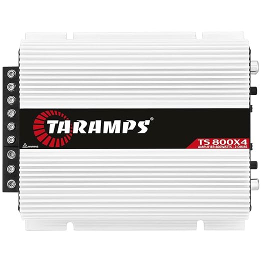 Taramps TS 800x4 Car Audio Multichannel Amplifier 800 Watts Rms 2 Ohms 4 Channel 2 Bridged Channel Full Range Crossover, RCA/High Level Input, Class D