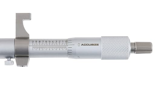 Accusize Industrial Tools 8-9'' by 0.001'' Inside Micrometer in Fitted Case, Satin Chrome Finished, Eg00-3229 | Range: 8-9", Graduation: 0.001", Accuracy: 0.00028", Resolution: 0.0001", Satin Chrome Finish