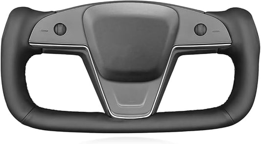 MEWANT Steering Wheel Cover for Tesla Yoke Model S Plaid 2021-2023 / Model X 2021-2023 Custom Version by Genuine Leather