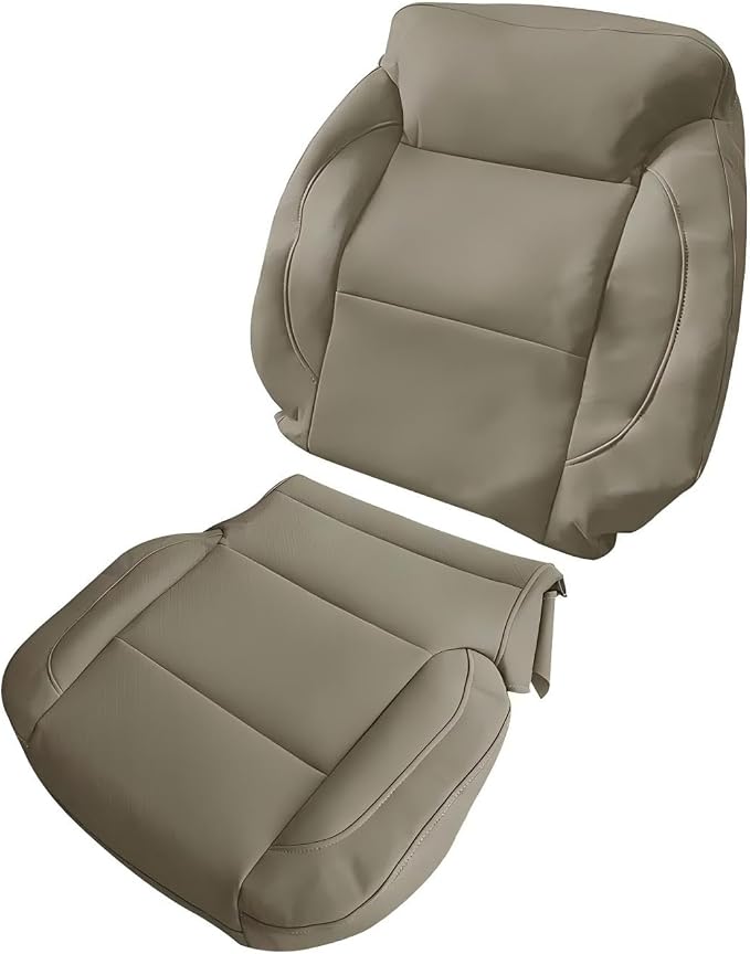 Replacement Driver Side Bottom Seat Cover Perforated | Fits for Chevy Silverado GMC Sierra 1500 2500 3500 2015-2019 Tan (Bottom and Top Back)