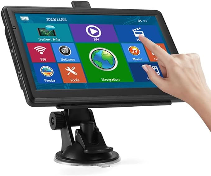 JFX GPS Navigator for Car Truck RV, 7" Touchscreen GPS Navigation System for Car with 2026 Map, Voice Turn-by-Turn Guidance, Speed & Red Light Warning, Custom Truck Routing, Free Lifetime Updates