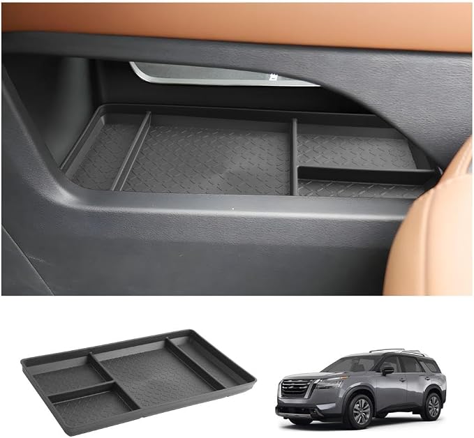 LUWU 2025 2026 Pathfinder Lower Center Console Organizer Compatible with Pathfinder 2022 2023 2024 2025 2026 Accessories Armrest Console Storage Box Insert Tray TPE Material Black Coin Container