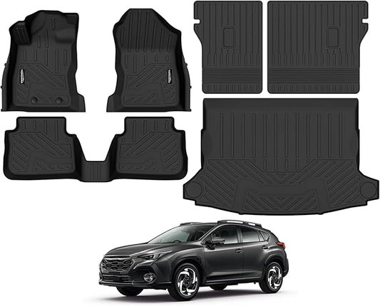 Tongama-Floor Mats for 2024 2025 2026 Subaru Crosstrek & Impreza Gas (Not for Hybrid), All Weather TPE Floor Liners and Trunk Mat and Backrest Mats Protectors for Subaru Crosstrek Interior Accessories