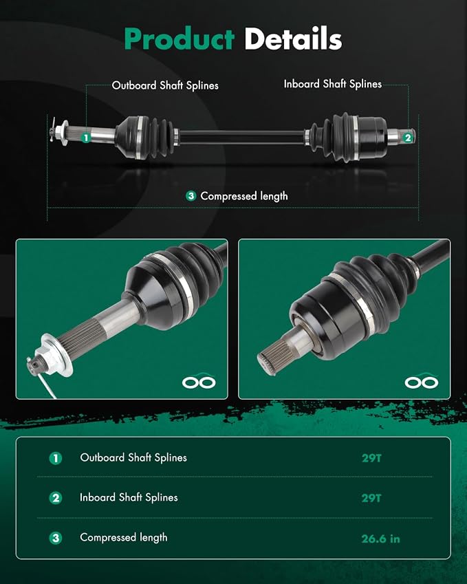 SCITOO Rear Left Right CV Axle for Kawasaki Teryx 800 Teryx4 800