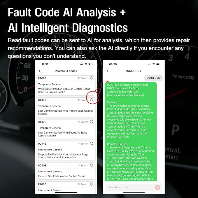 V800 OBD2 Professional Car Diagnostic Scanner, AI Intelligent Fault Analysis, Whole System Diagnostics, Read/Erase Error Codes, Compatible with All 16-Pin Models After 1996