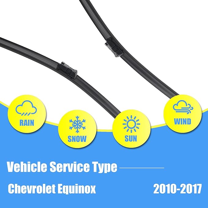Gavimnal® 24"+17"+13" Silicone Wiper Blades Replacement For Chevrolet Equinox 2010-2017,All-Season Front Rear Windshield Wiper Blades(Set of 3)