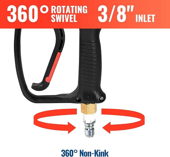 YAMATIC Pressure Washer Gun 5000 PSI - 3/8" Swivel Plug & M22-14mm Coupler, Power Washer Extension Wand Trigger Handle with 1/4" Quick Connect for Foam Cannon Car Wash