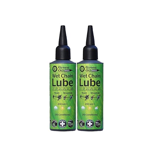 GREEN OIL Cycle Chain Lube, 100 ml, Suited for All Bikes, Wet & Dry Conditions, Biodegradable, Natural, Eco Friendly, Skin Safe, Free of PTFE PFOA Palm Oil Petroleum, Award-Winning Lube, Made in UK