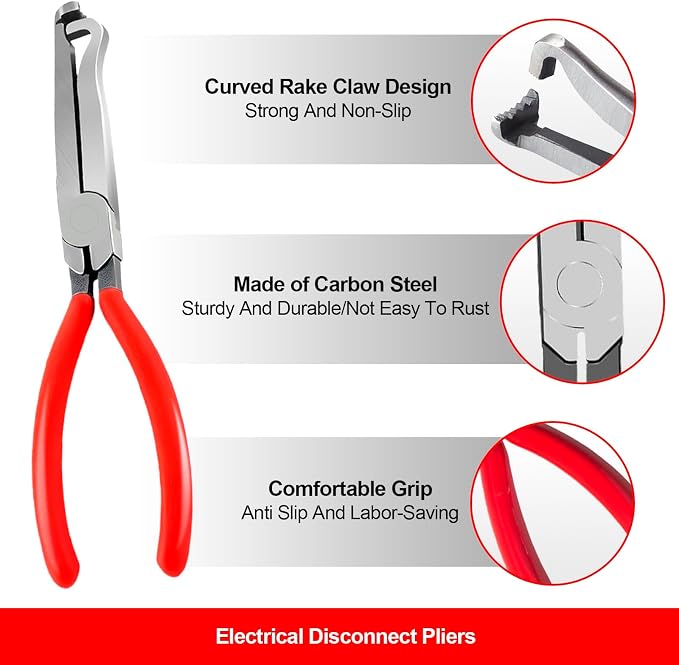 Electrical Disconnect Pliers Set – 11PCS Automotive Terminal Removal Tool Kit, Includes Straight & 60° Disconnect Pliers, Double-Ended Terminal Separator, Hose Clamp Plier & 8PCS Depinning Tools
