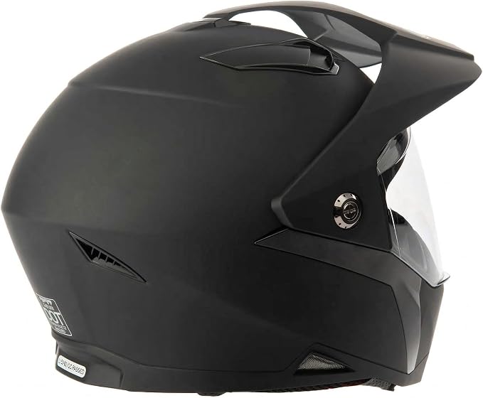 MMG Helmet Dual Sport Off Road Motorcycle Dirt Bike ATV - FlipUp Visor - Model 23 (Medium, Black Matte)