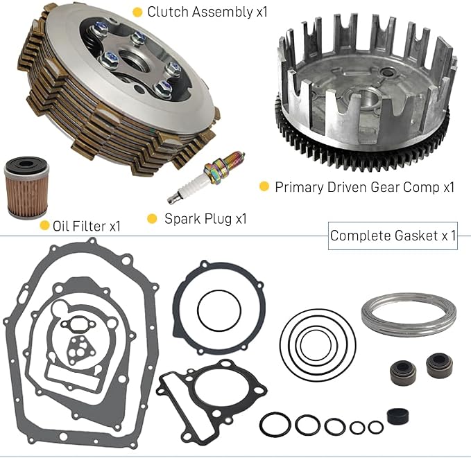 Clutch Assembly & Basket Kit Complete Gasket Compatible with Yamaha Warrior 350 Big Bear 350 4x4 Big Bear 350 2x4 Kodiak 400 Raptor 350 Moto-4 350 1987-2013