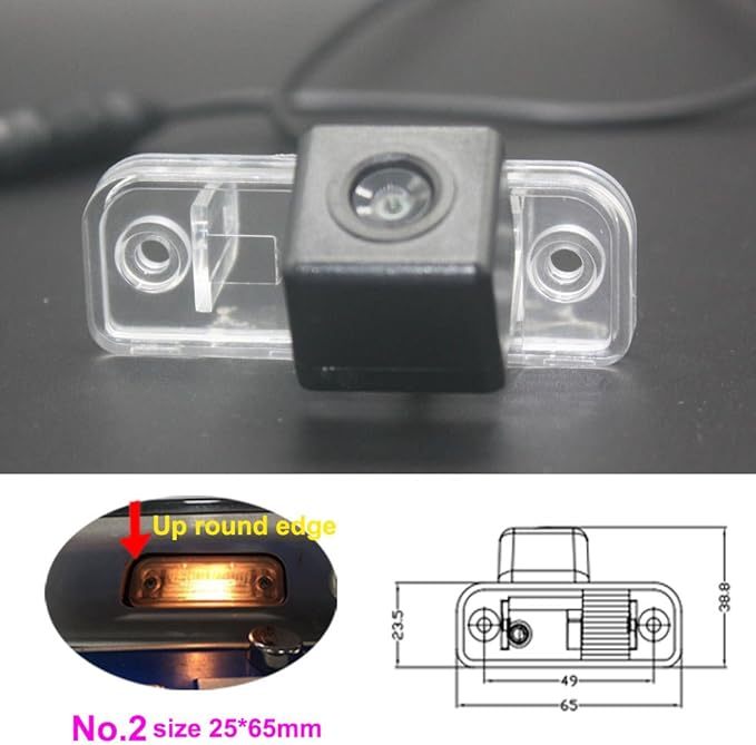 Waterproof Backup Camera Color Car Rear View Camera 170 Degree Angle License Plate for Mercedes C E CLS Class W203 W211 W219 W209 SLK R171(No. 2 Size 25 * 65mm Up Round Edge)