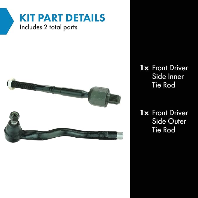 TRQ Front Inner and Outer Tie Rod Set 2 Piece Compatible with 1999-2000 BMW 323i 99-00 328i 00 323Ci 00 328Ci 01-06 325Ci 01-05 325i 01-06 330Ci 01-05 330i 03-08 Z4