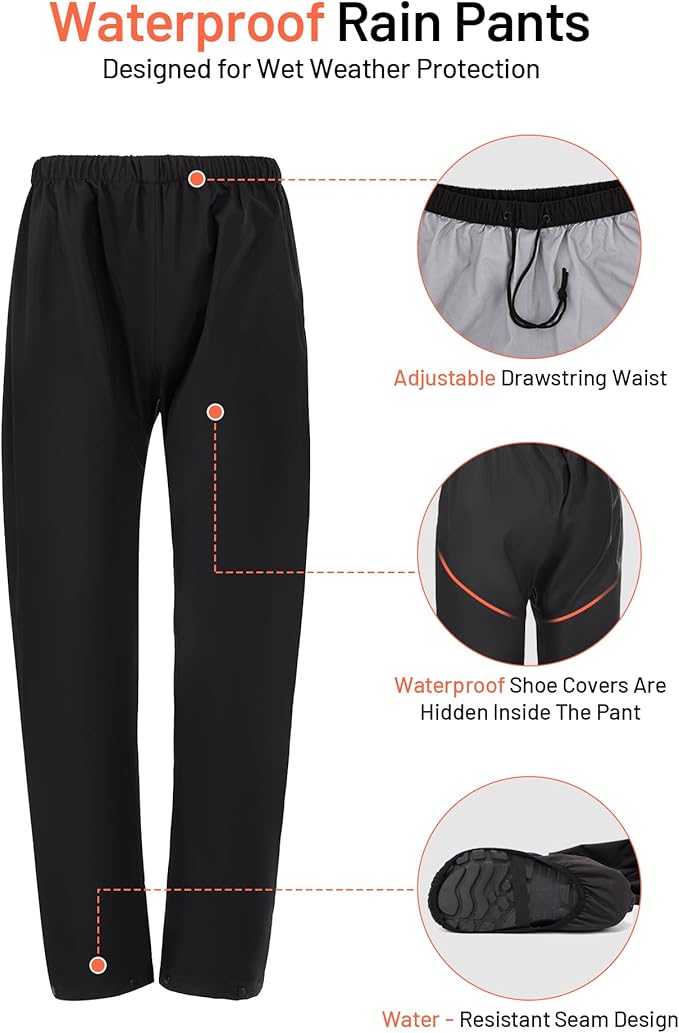 Oumurs Motorcycle Rain Suit - Waterproof Jacket & Pants for Men & Women, Lightweight Nylon, Reflective, Multi-purpose for Riding, Fishing, Golf, Hunting, Camping