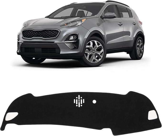 KUST Black Dash Cover for Kia Sportage 2023-2024 2025 (Without HUD) Left Hand Driving Polyester Dashboard Cover Non-Slip Interior Accessories for Sportage Sunshade Windshield Glare