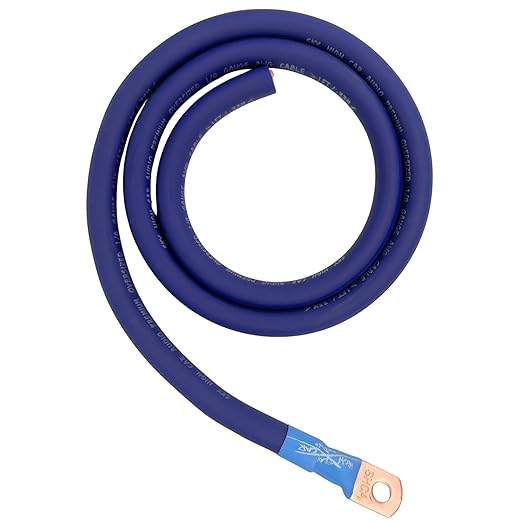 Sky High Oversized 1/0 Gauge AWG Big 3 Upgrade Blue/Black Electrical Wiring Kit