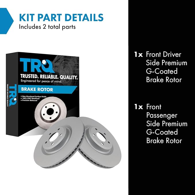 TRQ Front Brake Rotor Set G Coated Vented Compatible with 2020-2023 Ford Explorer 2020-2024 Police Interceptor Utility 2020-2023 Lincoln Aviator