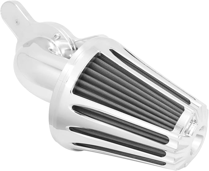 Motorcyle Air Cleaner Filter CNC 90° Forward-Facing Kit Fit for Harley Softail Touring Trike Sportster XL Dyna (Chrome Housing Grey Element, C For Touring 08-16,Softail 16-17,Trike 08-16)