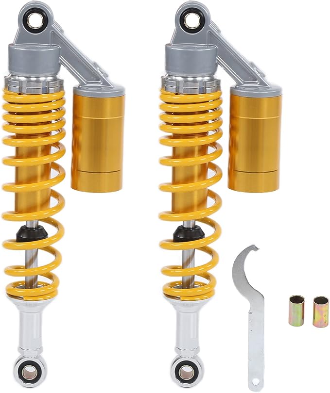 Pair 13.5 Inch Aluminum Motorcycle Shock Absorbers, Universal Smooth All alloy Comfy Damper for ATV Go Kart Quad Dirt Sport Bikes (Yellow