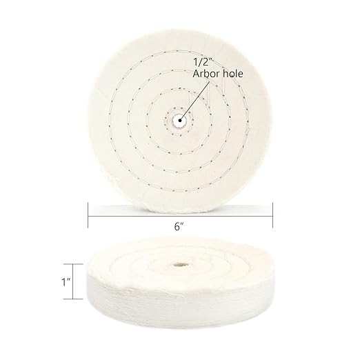 SCOTTCHEN Cotton Buffing Wheel 6 inch Extra Thick Spiral Sewn Polishing Pad for Bench Grinder Tool with 1/2" Arbor Hole(70 Ply) 1PCS
