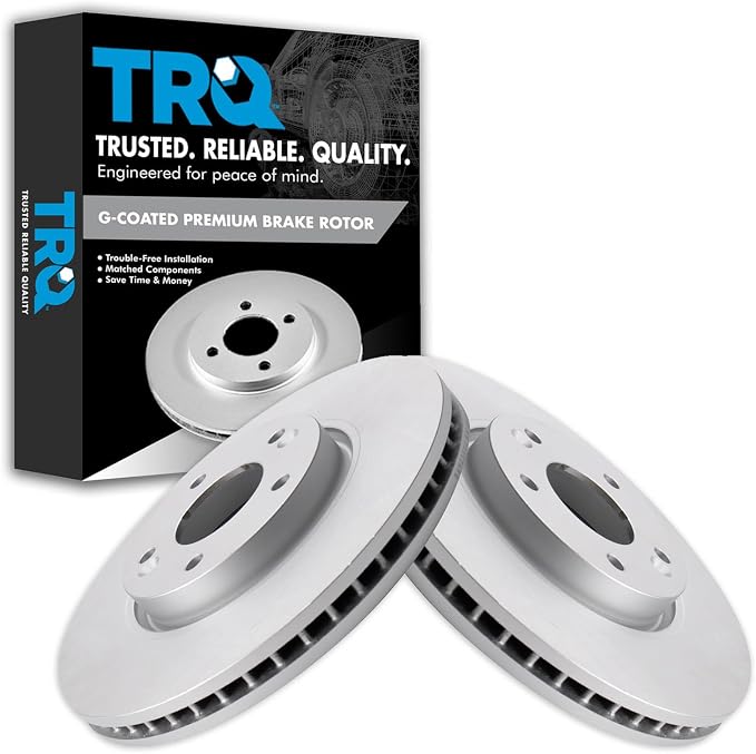 TRQ Front Brake Rotor Set G Coated Vented Compatible with 2006-2017 Hyundai Sonata Tucson Veloster 2010-2018 Kia Forte Forte Koup Forte5 Optima Sportage