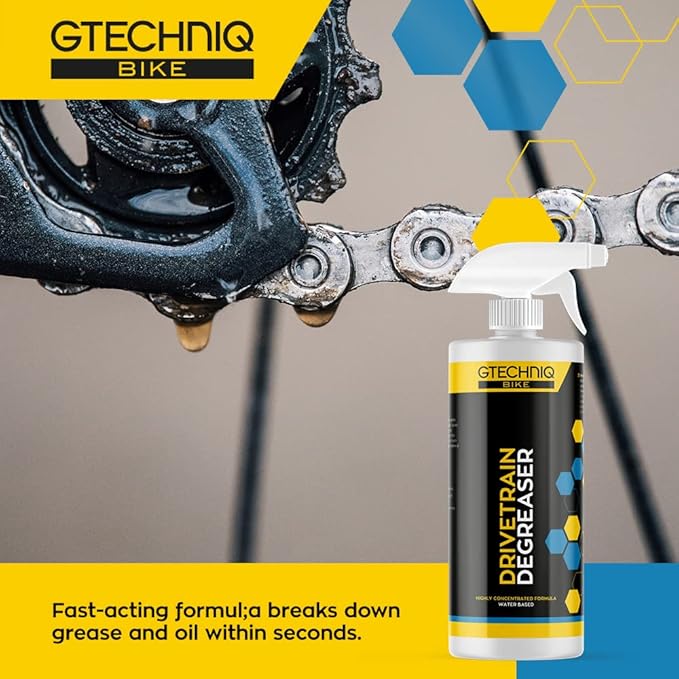 Gtechniq Bike Drivetrain Degreaser, 17 fl oz | Fast Acting Cleaner for Chains, Cassettes and Derailleurs,, Water-Based Surface-Friendly Formula, Easy Spray-On Application, Biodegradable