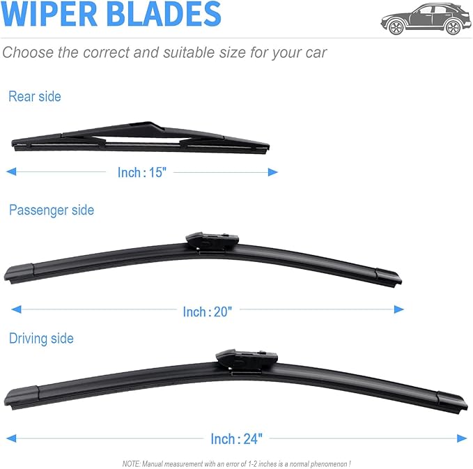Gavimnal® 24"+20"+15" Wiper Blades Replacement For Land Rover Range Rover 2017-2022,All-Season Front Rear Windshield Wiper Blades(Set of 3)