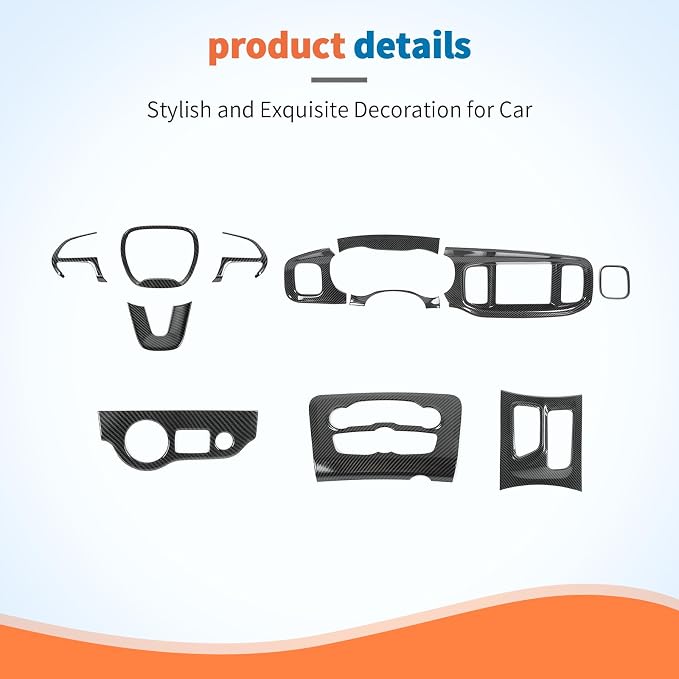 JeCar 12pcs Carbon Fiber Interior Trim Kit Fit for 2015-2023 Dodge Charger Interior Accessories