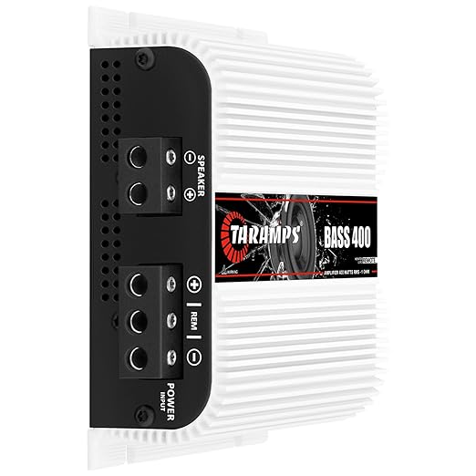 Taramps BASS 400 1 Ohm 1 Channel Mosfet Amplifier 400 Watts RMS, Monoblock, Crossover, Bass Boost, RCA/High Level Input, Class D, Car Audio, Monitor Level Remote/M1 Led Monitor, Great for Subwoofers