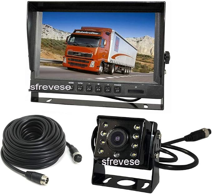 Vehicle Backup Rear View Car Camera and Monitor Kit,9" IPS SD DVR Recording 2CH Split Monitor + IP69 Waterproof Night Vision HD 1080P Rear Camera for Bus Trailer RV Camper Truck 12V-24V