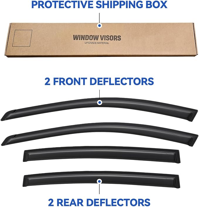 Window Visors Rain Guards for 2002 2003 2004 2005 2006 Nissan Altima, Out-Channel Window Vent Wind Deflectors Visors Shades for 02 03 04 05 06 Nissan Altima