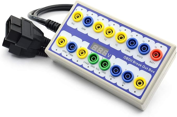 OBD 2 Breakout Box - OBD 2 Protocol Detector Tester Auto Car Tools Diagnostic Connector Breakout Box Detector Repair with Connection Cable