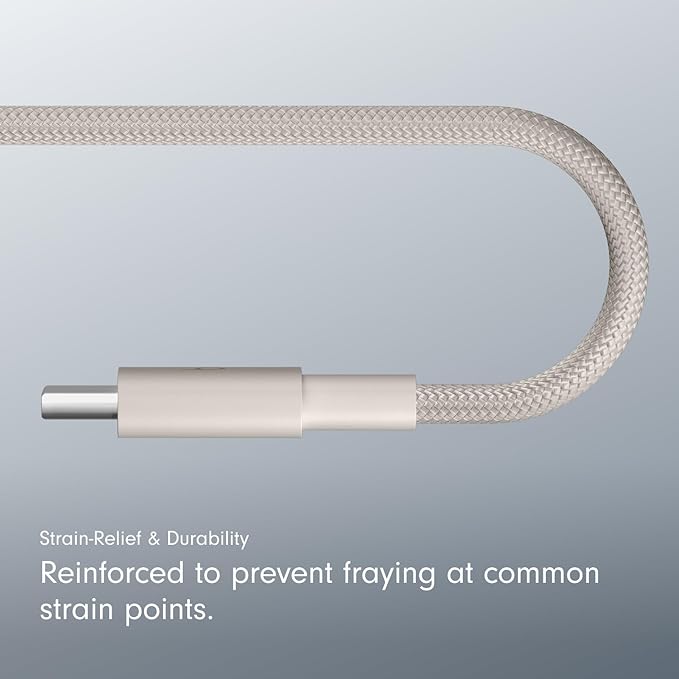 Beats USB-C to USB-C Woven Cable Fast Charging Durable/Tangle-Free Compatible Charger for Apple & Android Devices (1.5 m, 5 ft) - Surge Stone