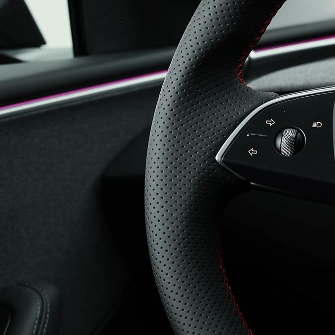 MEWANT Shiny PU Carbon Fiber Real Leather Steering Wheel Cover for Tesla Model 3 Highland 2025 Model Y Juniper 2025