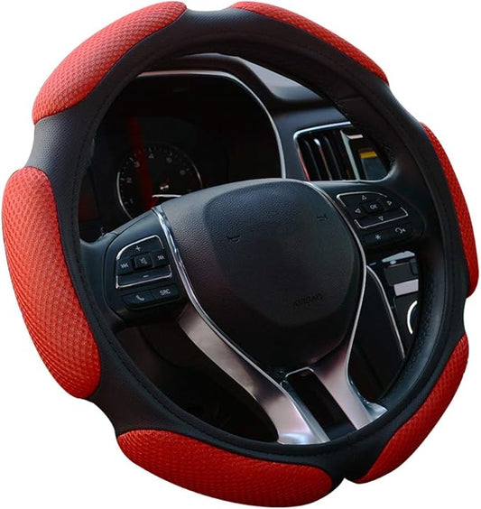Auto Steering Wheel Cover Hand Pad Cushion Slip-on Universal Fit 15'' / 38 cm (red)