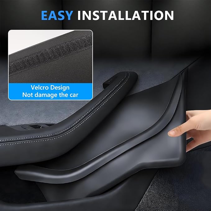 4 PCS Full Arounding Door Side Storage Organizer Compatible with 2025 2026 TES-la Model Y Juniper, Full Cover TPE Door Side Pocket Box Tray, Front & Rear Side Organizer Tray Protector Liner