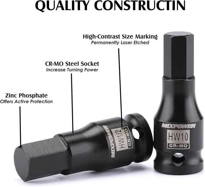 MIXPOWER 3/8" Drive Master Hex Bit Impact Socket Set, Solid One Piece Construction, Chrome Molybdenum Steel, 84 Pieces Set