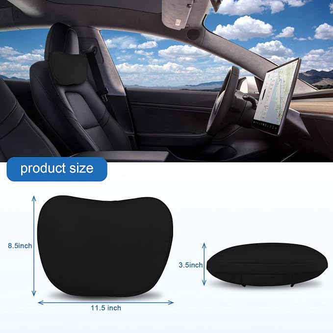 1 Pack Car Headrest Neck Pillow for Tesla Model 3 Model Y Model S Model X Accessories,Car Seat Pillow Head Neck Rest Cushion(Black)