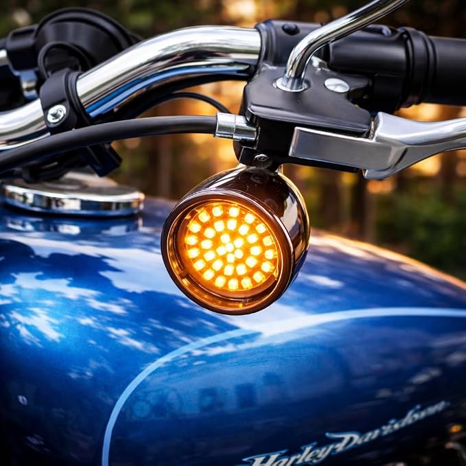 Eagle Lights Generation II Midnight Edition 2 Inch LED Front Turn Signals with White Running Lights Compatible with Harley Davidson Motorcycles - 1157 Base