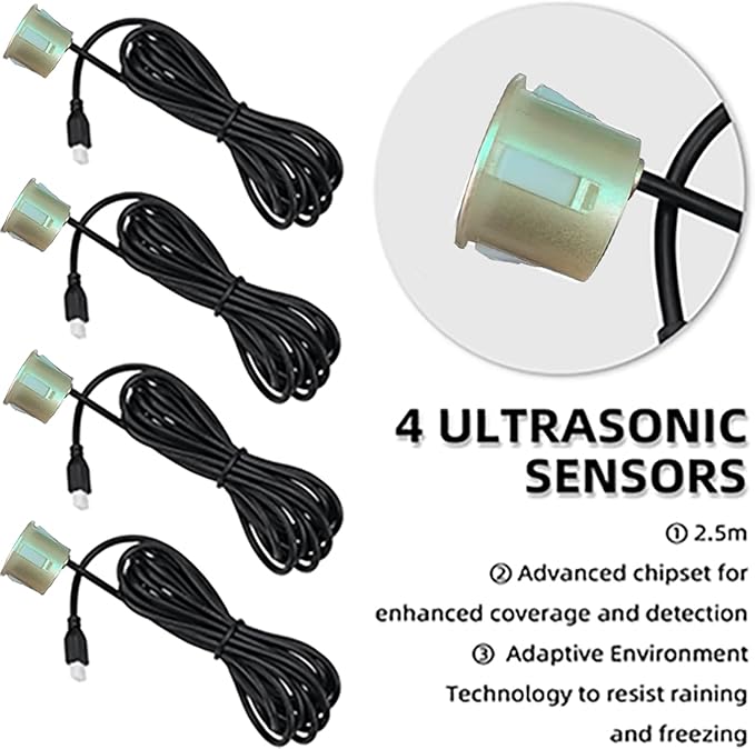 LCD Parking Sensor Kit - Displays Data on Original Screen, Easy Rear Installation, Compatible with CVBS Cameras (Not for AHD), 18 Probe Colors to Match Any Vehicle ChampagneGold