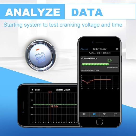Battery Monitor BM2 BM3 Bluetooth 4.0 Wireless Battery Tester 12V Automotive Battery Load Tester,Automotive Charging and Cranking System Monitor Digital Battery Analyzer for Android & iOS