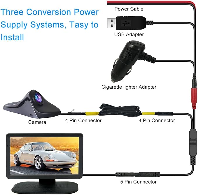 Side View Camera 7 inch HD Surveillance System, IP68 Waterproof Blind spot Camera with HD LCD Screen Parking Assistance System, Black